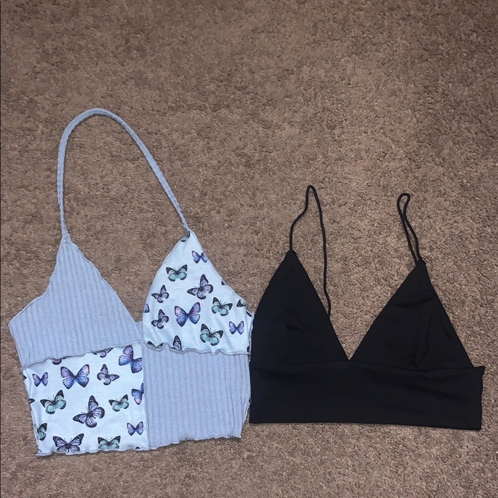 Butterfly Patchwork and Black Bralette Set